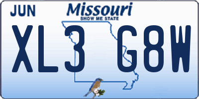 MO license plate XL3G8W