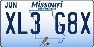 MO license plate XL3G8X