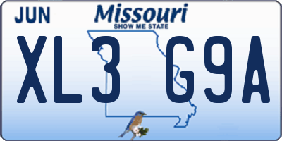 MO license plate XL3G9A