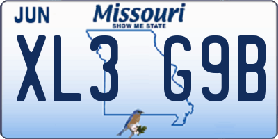 MO license plate XL3G9B