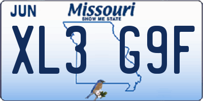 MO license plate XL3G9F