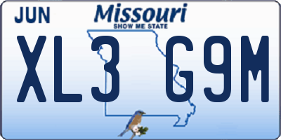 MO license plate XL3G9M