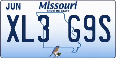 MO license plate XL3G9S