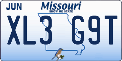 MO license plate XL3G9T