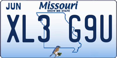 MO license plate XL3G9U