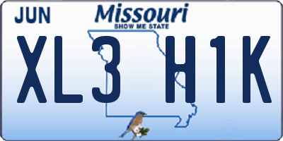 MO license plate XL3H1K