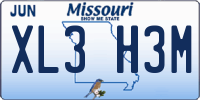 MO license plate XL3H3M