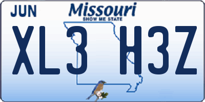 MO license plate XL3H3Z