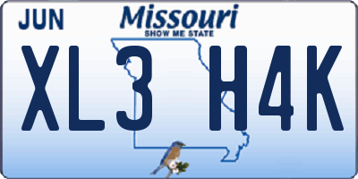 MO license plate XL3H4K