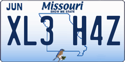 MO license plate XL3H4Z