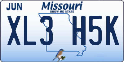MO license plate XL3H5K