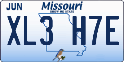 MO license plate XL3H7E