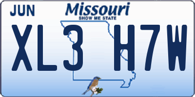 MO license plate XL3H7W