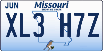 MO license plate XL3H7Z