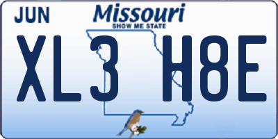 MO license plate XL3H8E