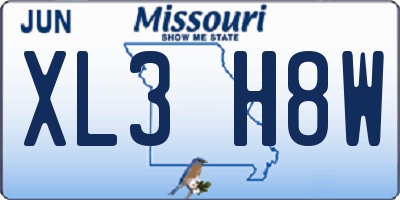MO license plate XL3H8W