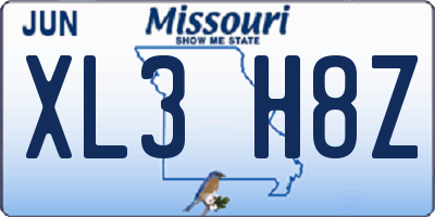 MO license plate XL3H8Z