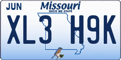 MO license plate XL3H9K