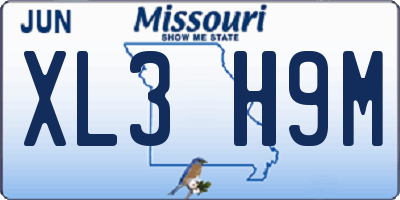 MO license plate XL3H9M