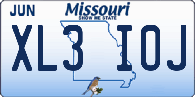 MO license plate XL3I0J