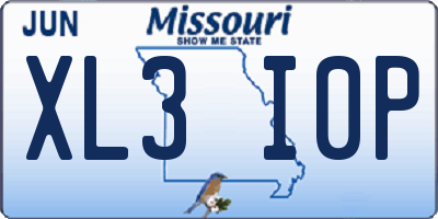 MO license plate XL3I0P