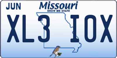MO license plate XL3I0X