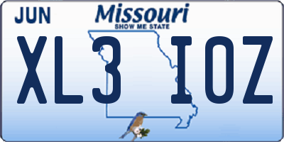 MO license plate XL3I0Z