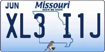 MO license plate XL3I1J