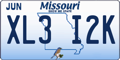 MO license plate XL3I2K