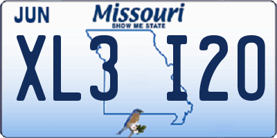MO license plate XL3I2O