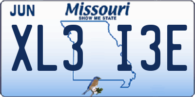 MO license plate XL3I3E