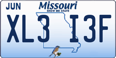 MO license plate XL3I3F