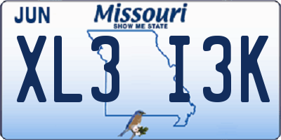MO license plate XL3I3K