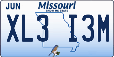 MO license plate XL3I3M