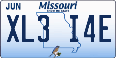 MO license plate XL3I4E
