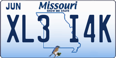 MO license plate XL3I4K