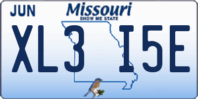 MO license plate XL3I5E