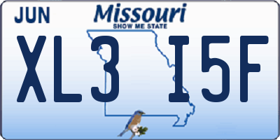MO license plate XL3I5F