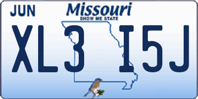 MO license plate XL3I5J