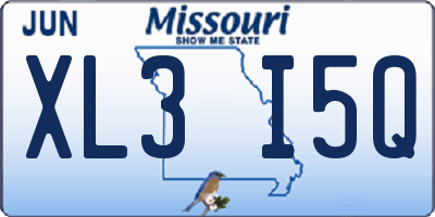 MO license plate XL3I5Q