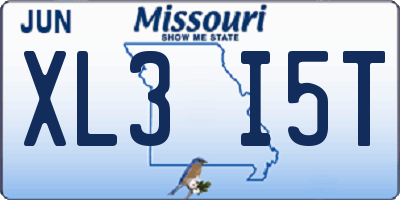 MO license plate XL3I5T