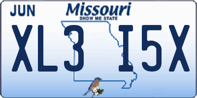 MO license plate XL3I5X