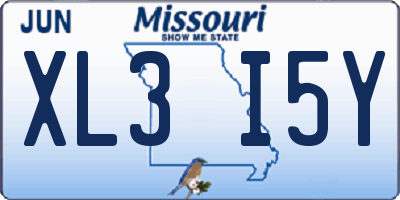 MO license plate XL3I5Y