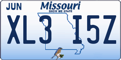 MO license plate XL3I5Z