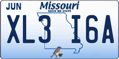 MO license plate XL3I6A