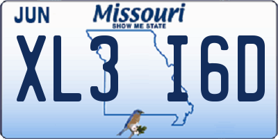 MO license plate XL3I6D
