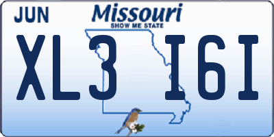 MO license plate XL3I6I