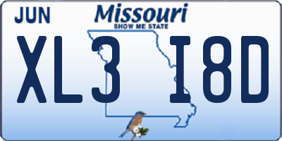 MO license plate XL3I8D