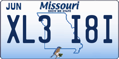 MO license plate XL3I8I