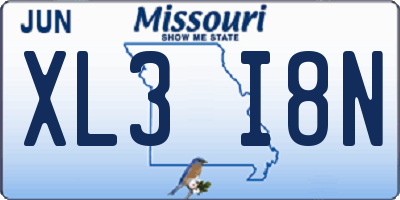 MO license plate XL3I8N
